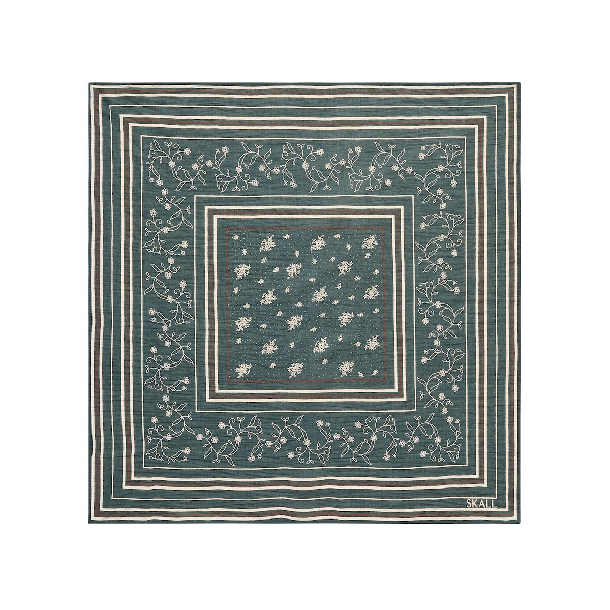 55 SKALL STUDIO - Classic Scarf 55x55 (Dark Green/Brown) - Billede 1