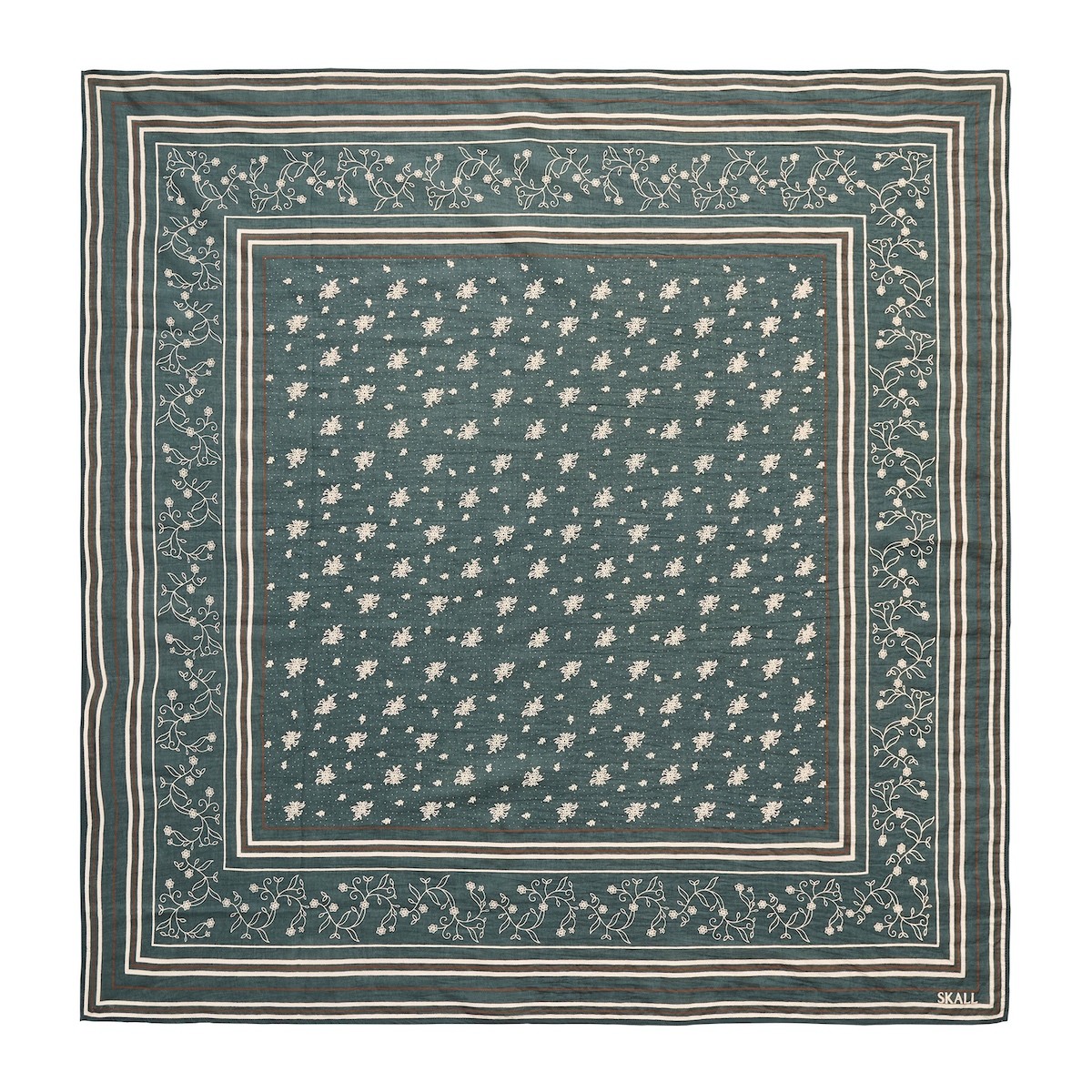 90 SKALL STUDIO - Classic Scarf 90x90 (Dark Green/Brown) - Billede 1