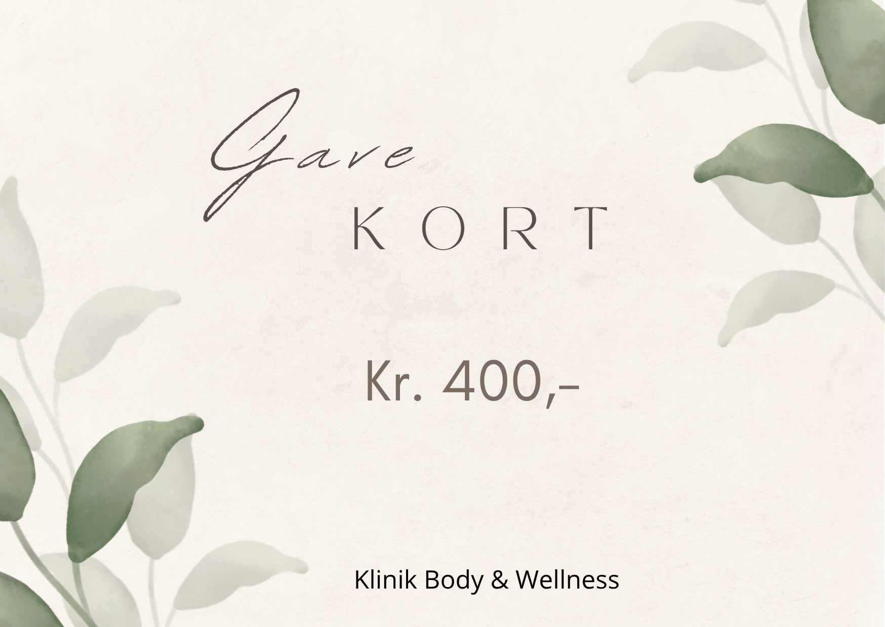 Beige and Green Floral Elegant Watercolor Gift Certificate - 2 Gavekort værdi 400 kr. - Billede 1