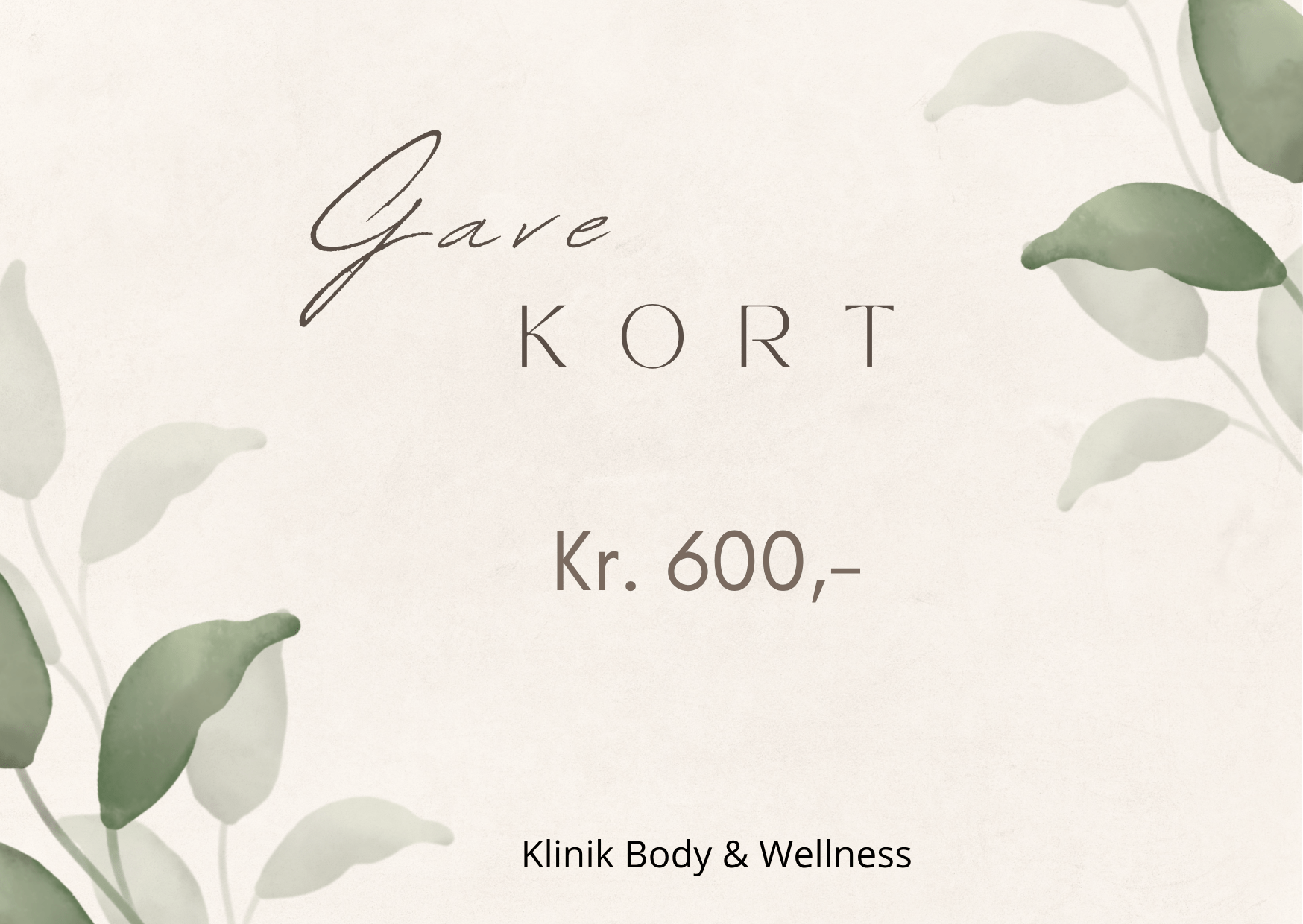 Beige and Green Floral Elegant Watercolor Gift Certificate - 3 Gavekort værdi 600 kr. - Billede 1