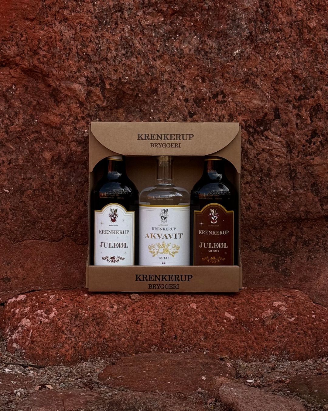 Blandet Krenkerup Akvavit og 2 fl. Krenkerup Juleøl - Billede 1