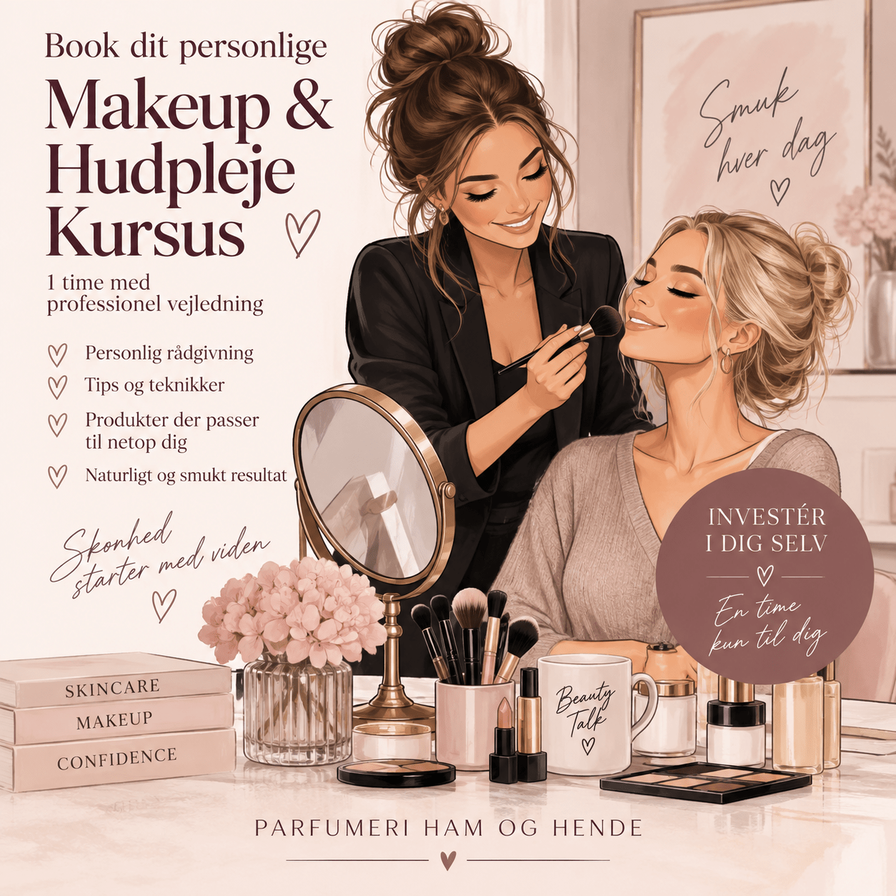 ChatGPT Image 21. sep. 2026, 12.03.43 Personligt makeup- og hudplejekursus – 60 minutter - Billede 1