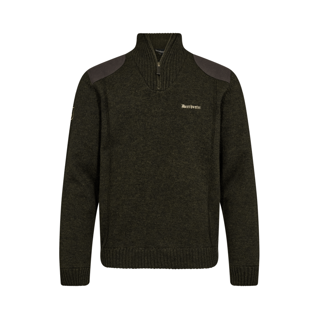 Deerhunter Finley Halfzip Strik - Ridgewood Melange - front Deerhunter Finley Half Zip Strik i Ridgewood Melange - Billede 1