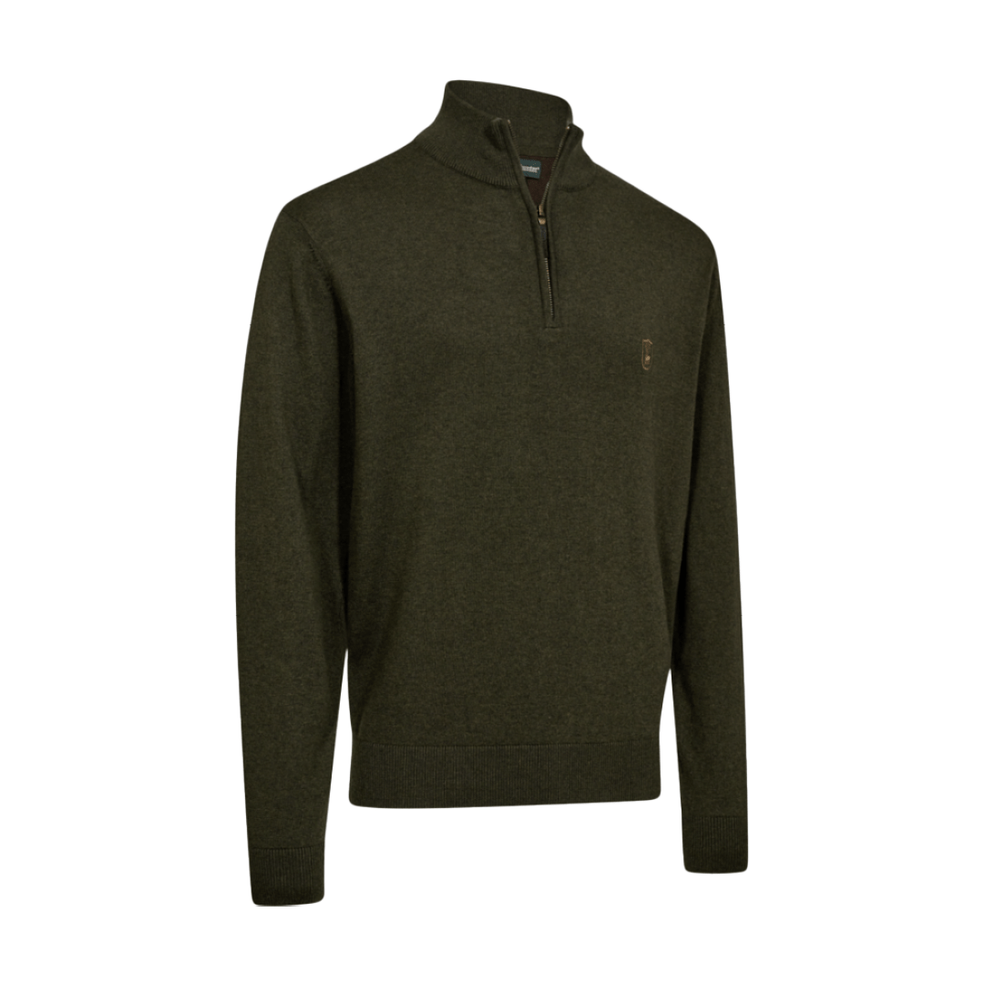 Deerhunter Harrington Strik m. Half-zip forest Melange_01 Deerhunter Harrington Strik Half Zip i Forest Ember - Billede 1