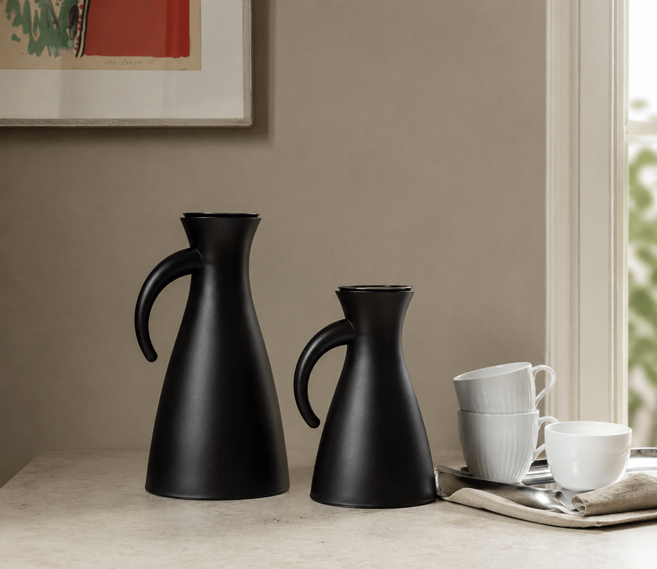 eva solo termokande 1 Eva Solo Termokande mat sort 0,5 L + 1 L - Billede 1