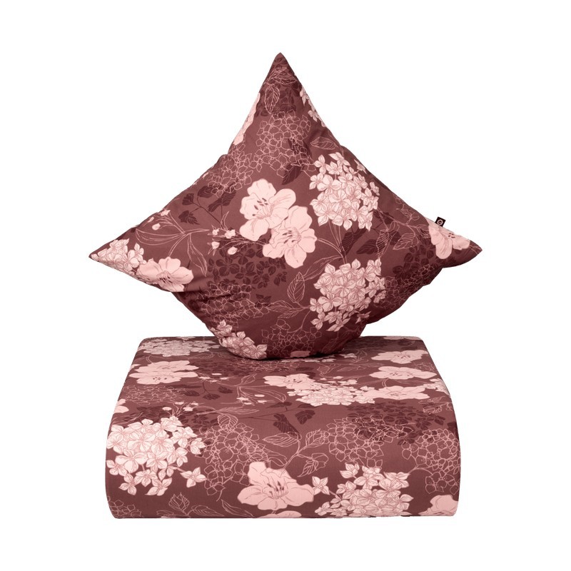 nordisk tekstil sengetøj rød Nordisk tekstil Hotensia sengetøj 140 x 200 cm 2 sæt Blomme - Billede 1