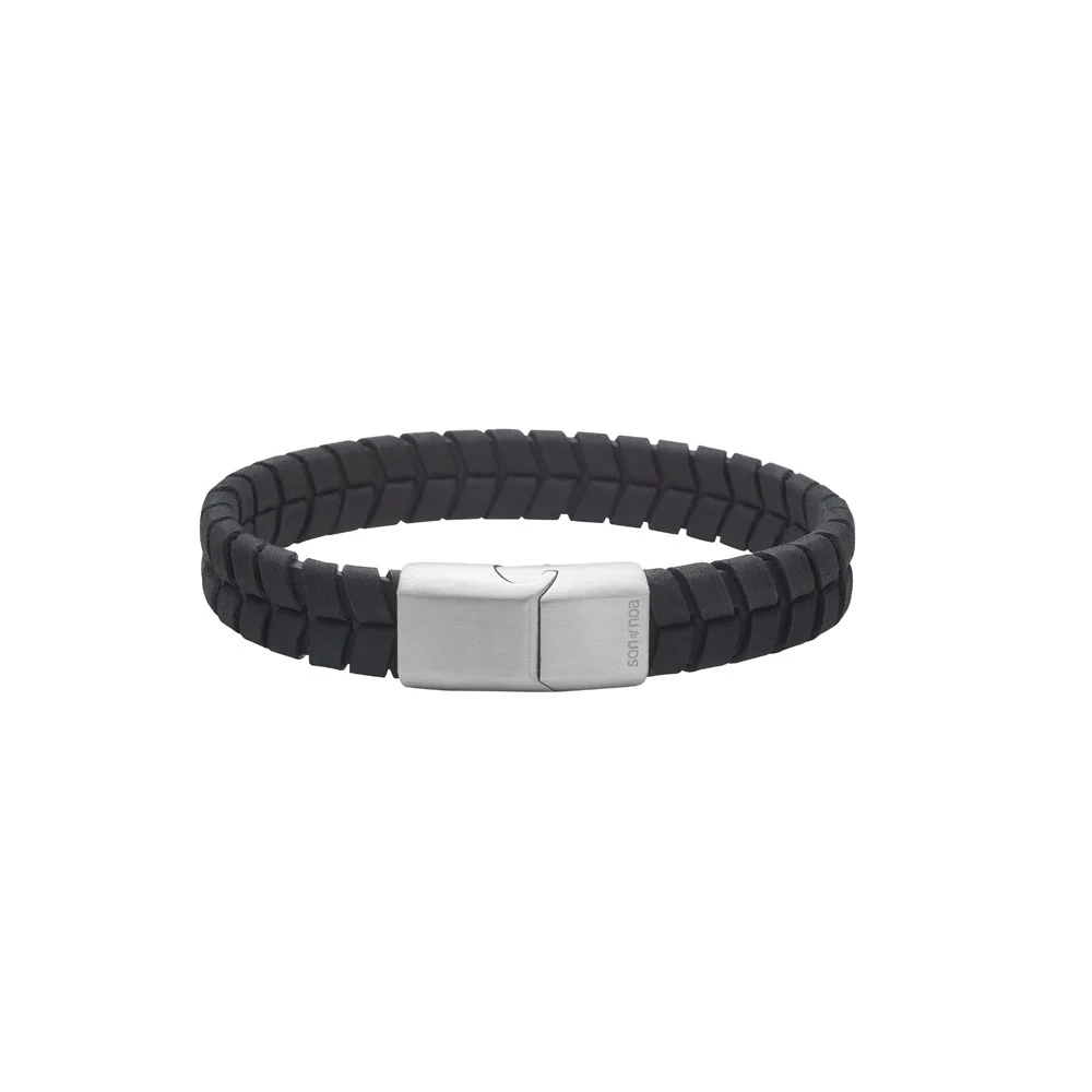 son_9 Herre armbånd sort kalveskind 12mm - Billede 1